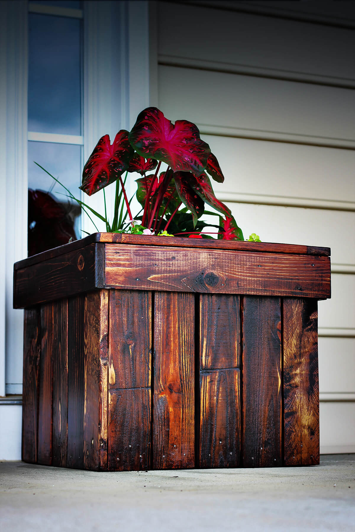 Dark Stained Wood DIY Planter Box