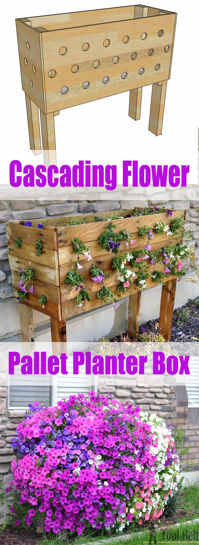Cascading Flower Wood Pallet Planter Box