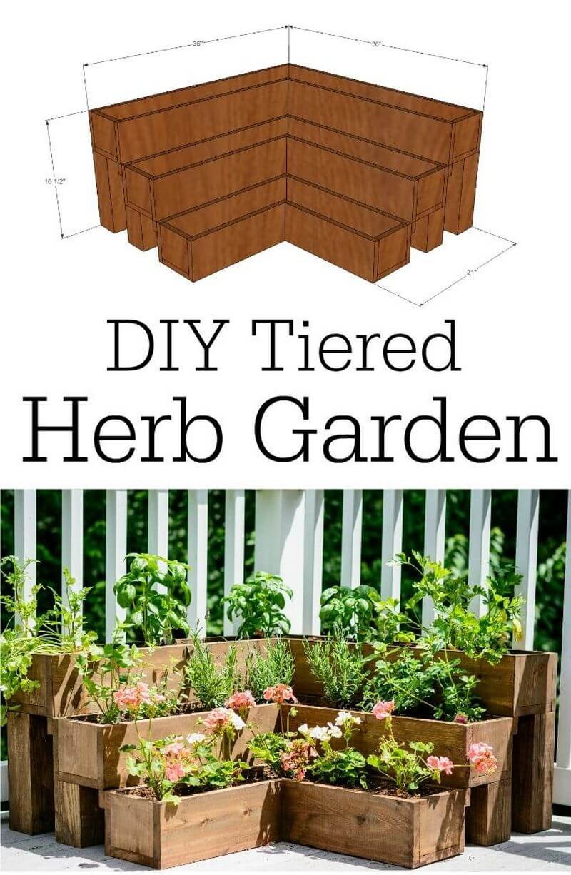 DIY Tiered Wood Herb Garden